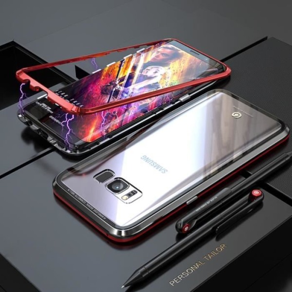 360° magnetiskt adsorptionsfodral Trådhållare för Samsung Galaxy S8 +-Plus (röd svart)