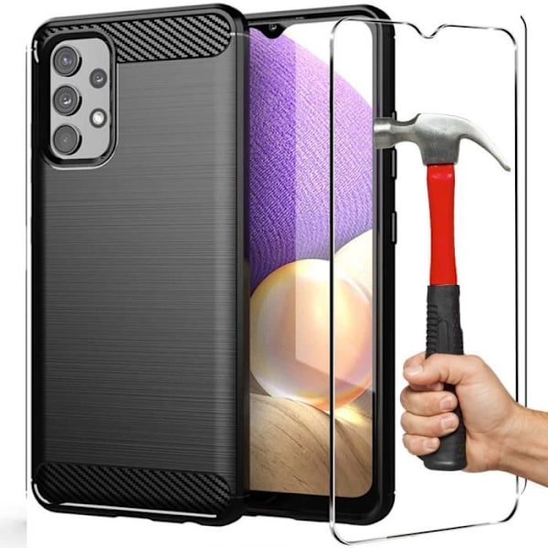 Pack Fodral i Silikon - PROSHOP - Samsung A32 5G - Härdat Glas - Förstärkt Skydd - Elegant Design Svart