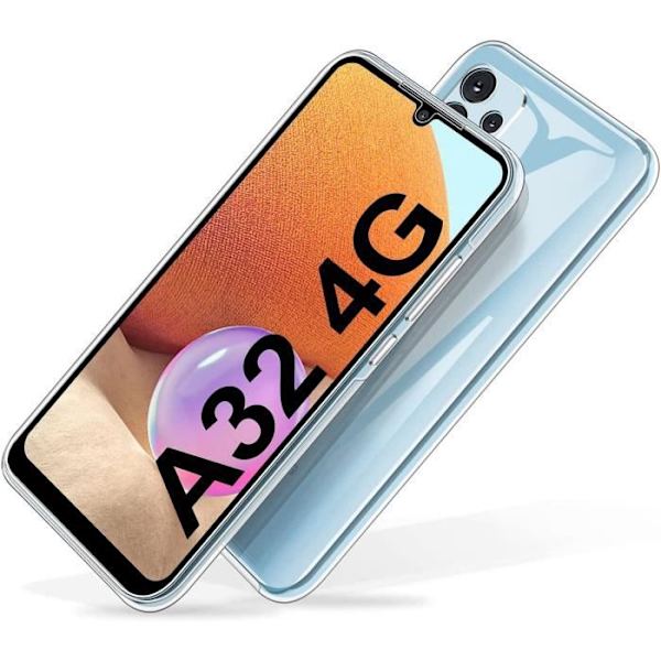 Fodral för Samsung A32 4G (6,4") Transparent TPU helkropp 360 graders skydd Anti-Fingeravtryck Anti-Scratch