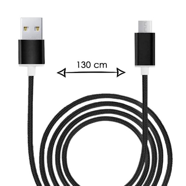 Micro USB-kabel för Ulefone Power 3L Tygflätad nylon USB-kabel 1,3 meter Snabb laddning-synkronisering-dataöverföring - SVART