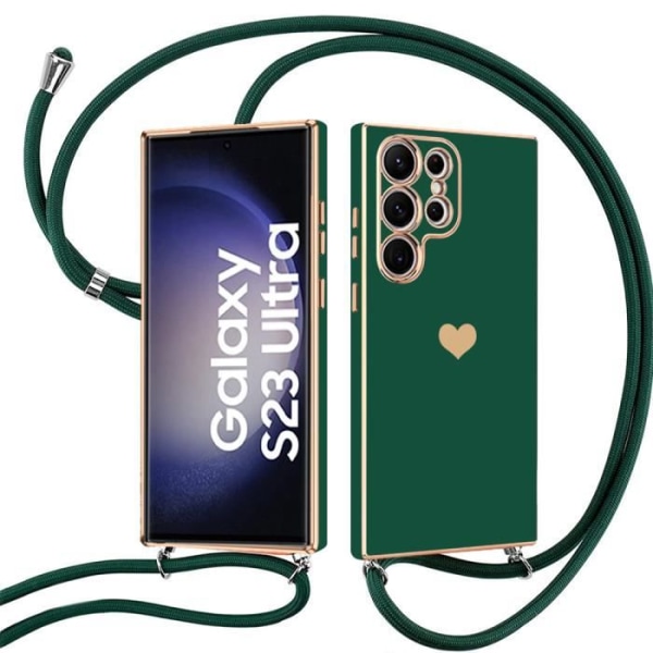 Lanyardfodral till Samsung Galaxy S23 Ultra - Anti-Scratch Silikon med Lanyard Midnight Green