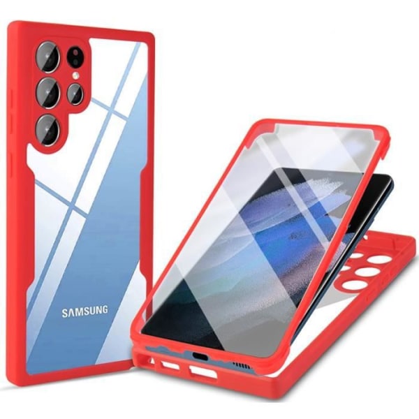 Fodral för Samsung S22 Ultra (6,8") Röd solid hård helkropp Anti-skrapa förstärkt kant