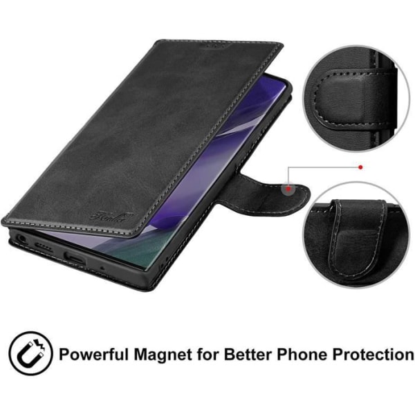 Samsung S22 Ultra Fodral - Svart plånbok + helt härdat glas