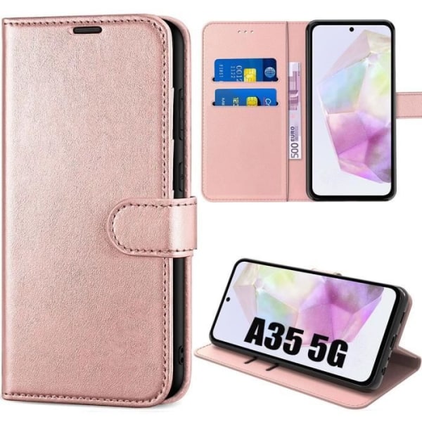 Skyddsformat - BOOLING - Folio - PU-läder Rosa - Samsung Galaxy A35 5G - Stötsäker Rosa