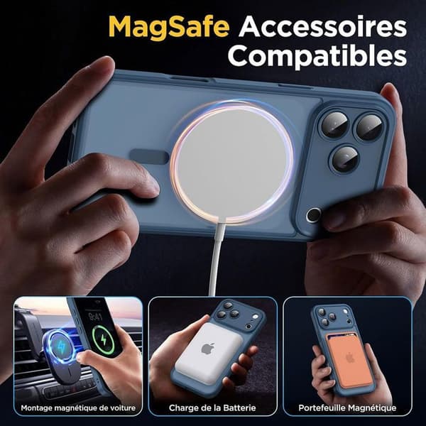 Fodral för iPhone 18 Pro Max, Skydd med Magnetring och Kameraglas - Mörkblå marinblå