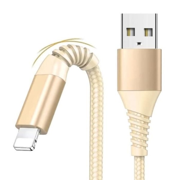 3-pack, 1M guld USB-kabel för iPhone XR,X,XS,Max 12,12 Pro,12 Pro Max Flätad nylon gyllene