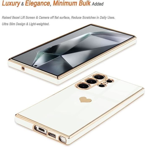 Skyddande skal - BOOLING - Samsung Galaxy S24 Ultra - Mjuk - Hjärtmotiv - Blank vit Vit