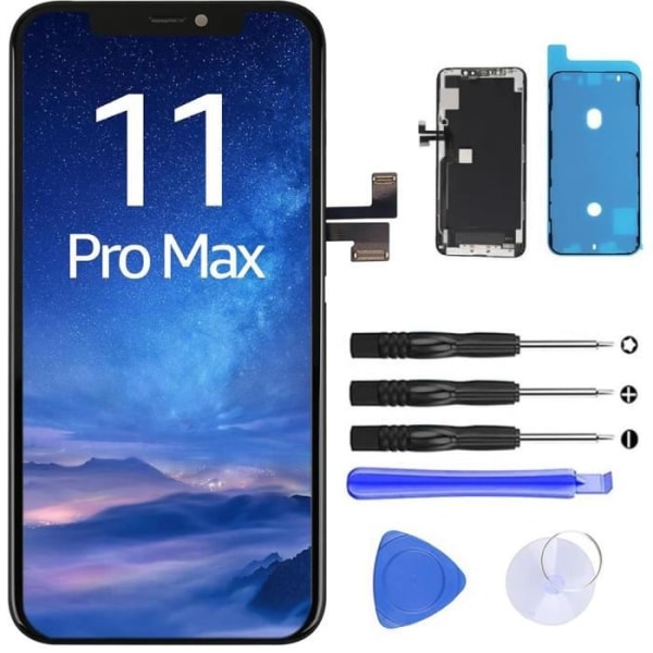 Komplett LCD-skärm för iPhone 11 Pro Max - BOOLING - Svart - 6,5 tum - 3D Touch Svart