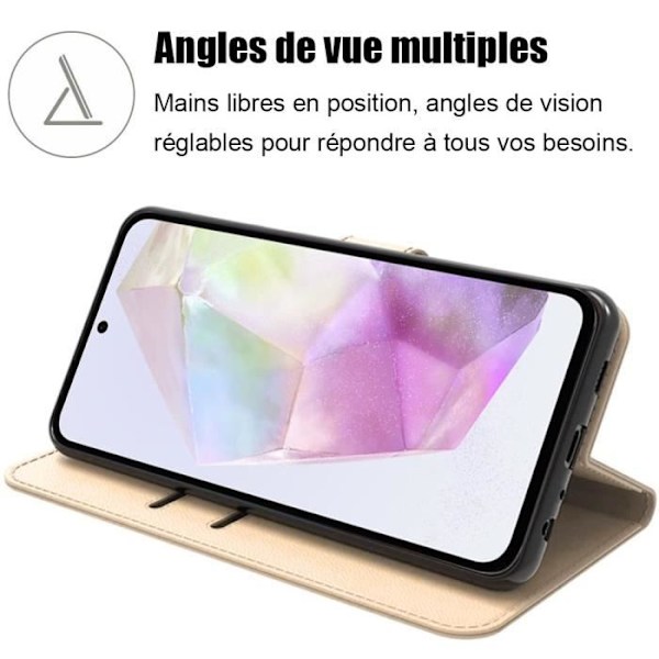 Skyddsfodral - BOOLING - Samsung Galaxy A35 5G - Syntetiskt läder - Guld - Stötresistent gyllene
