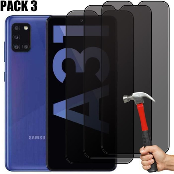 3 Anti-Spy härdade glasögon för Samsung Galaxy A31 - BOOLING - Stötsäkert skydd - Svart Svart