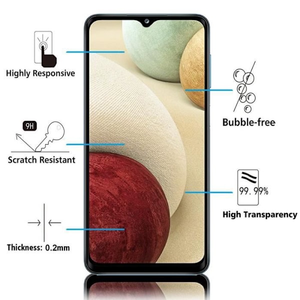 För Samsung Galaxy A12 6,5": 2-pack skärmskydd i härdat glas i helfärg - SVART