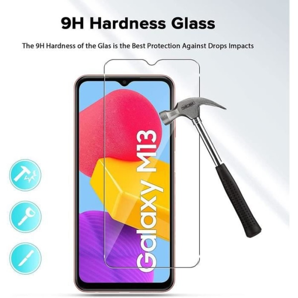 Härdat glas för Samsung Galaxy M13 4G - 3 delar - Genomskinligt skyddsglas Svart