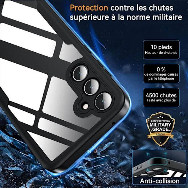 Fodral till Samsung Galaxy A35 5G - Fullt skydd Mjuk TPU Fram och Hård PC Baksida - Svart sort