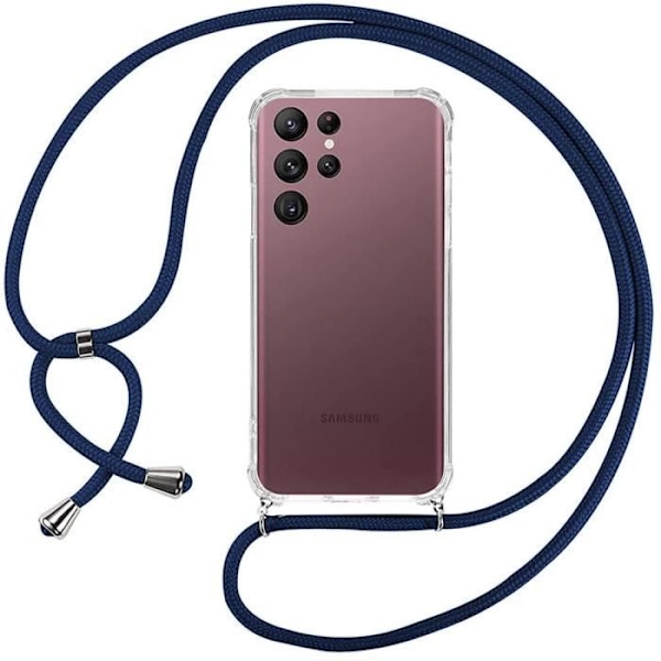 Fodral med axelrem - Samsung - S22 Ultra - Flexibel - Repeller - Mörkblå Transparent-marinblå