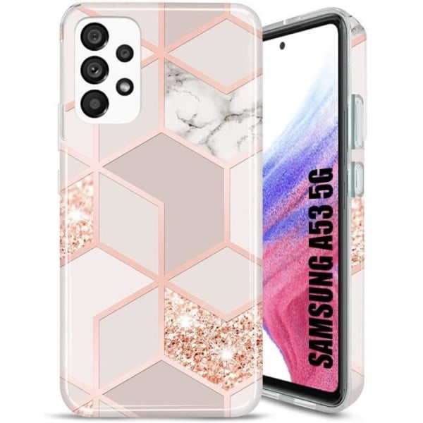Fodral till Samsung Galaxy A53 5G - BOOLING - Rosa marmormönster - Mjukt stötsäkert skydd Rosa