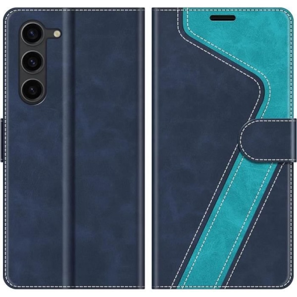 Fodral för Samsung Galaxy A15 5G-4G, stötsäker lädereffekt med korthållare och stöd, stiliserat blått mönster