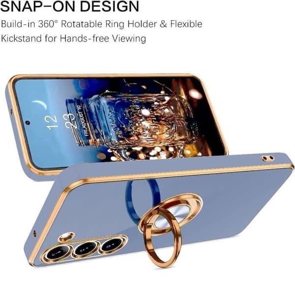 Coque - BOOLING - för Samsung Galaxy A33 5G - Stötsäker - Flexibel TPU - 360° Rotationsring Blå