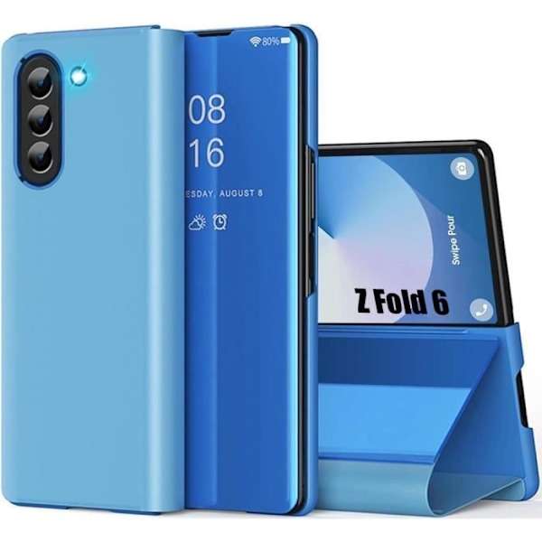 Fodral för Samsung Galaxy Z Fold 6, Anti-Shock Mirror Effect Design Full Skydd Blå