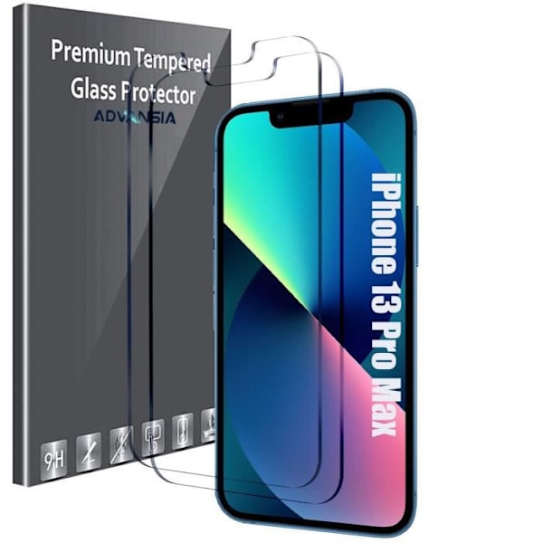 Skärmskydd - Advansia - iPhone 13 Pro Max - 9H härdat glas - Reptålig - Paket om 2