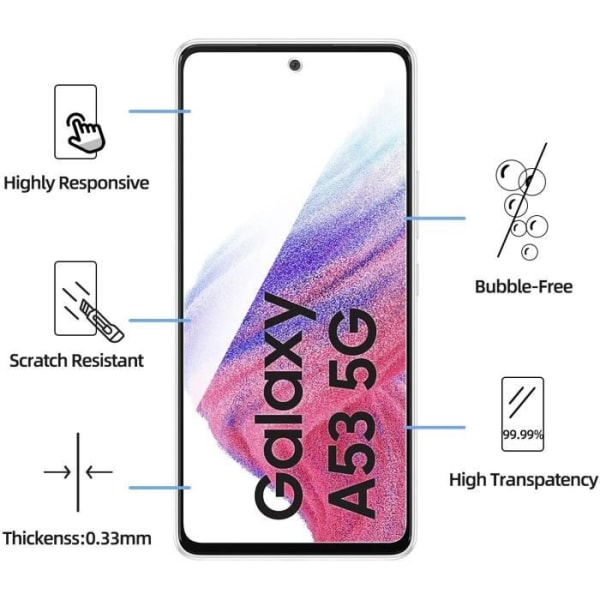 Set med 3, härdat glas för Samsung Galaxy A53 5G, skärmskyddsfilm - Anti-skrapa - Bubblafri - Ultrabeständig (0,33 mm)