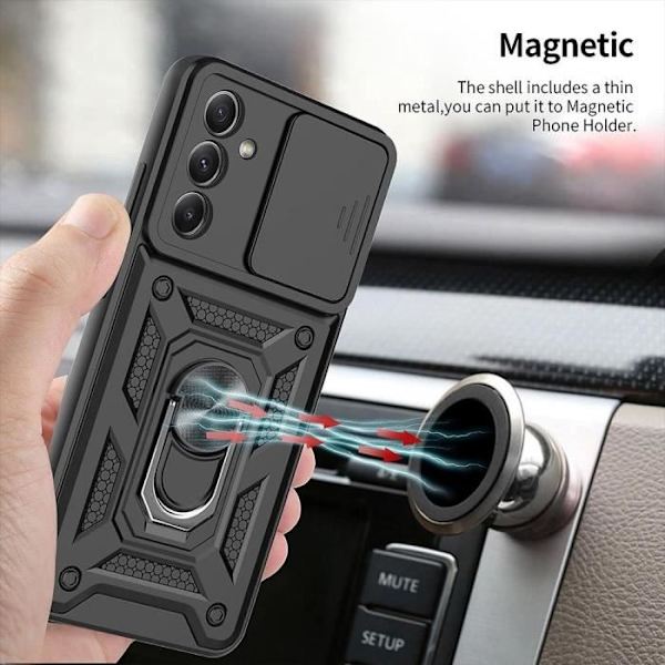 Skyddsfodral - BOOLING - Samsung Galaxy A55 5G - Stötabsorberande - Rotationsringstöd - Svart Svart