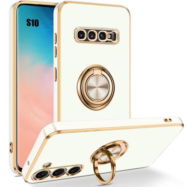 Etui til Samsung Galaxy S10 Protection Hvid Silikone Blød Stødsikker Elegant med ringstøtte