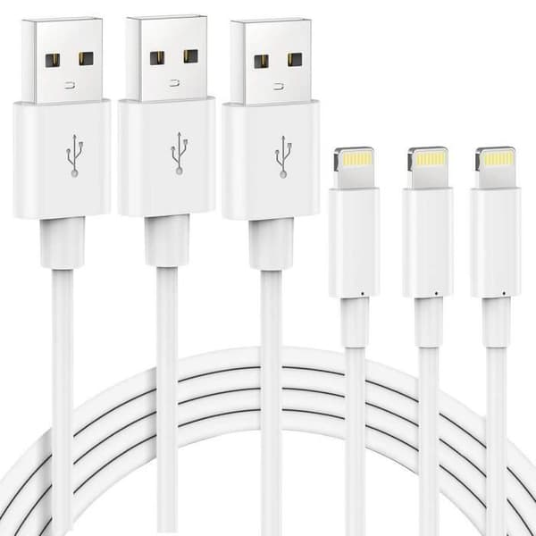 Set med 3 USB-laddarkabel för iPhone - PROSHOP - 1M - Vit Vit