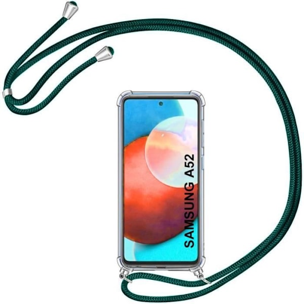 Coque - Samsung - A52 5G - TPU Antichock - Transparent-Grön Natt - Halsrem Transparent-midnattsgrön