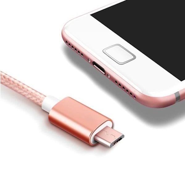 Micro USB-kabel - E.F.CONNECTION - Set med 2 - 2M - Nylon - Rosa