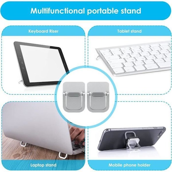2x Mini Laptop Hållare för surfplatta, självhäftande tangentbordshållare Metall skrivbord - Silver