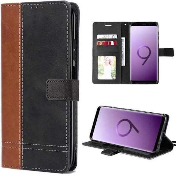Fodral till Samsung Galaxy S9 Flip Fodral Flip Syntetläder Brun-Svart kastanj