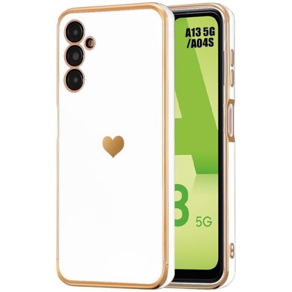Skyddsfodral för Samsung Galaxy A04s / Galaxy A13 5G - BOOLING - Hjärtmönster - Vit - Smal Vit