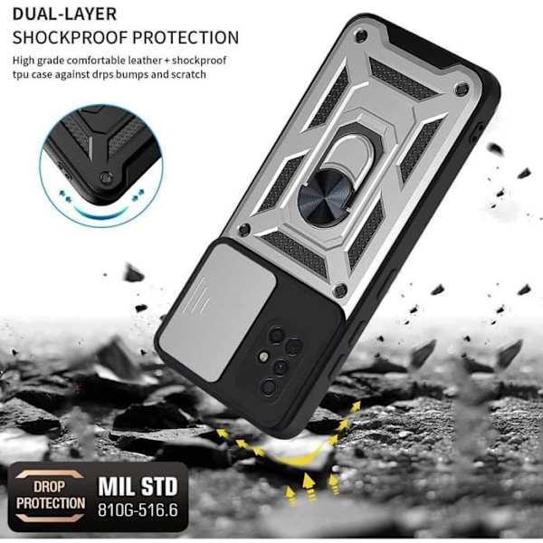 Skyddsskal - PROSHOP - för Samsung A51 - Arméestil - Repellerande - Stötsäker Silver Silver