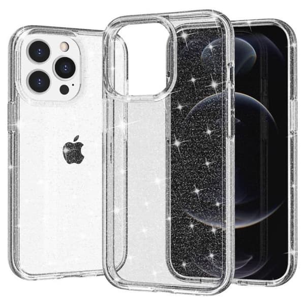Skyddsskal - BOOLING - för iPhone 16 Plus - Stötabsorberande - Transparent - Eleganta paljetter Transparent