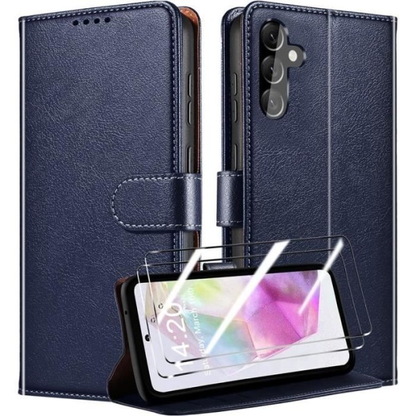 Skyddande fodral - Samsung - Galaxy A35 5G - Stötsäker - PU-läder - Ställfunktion marinblå