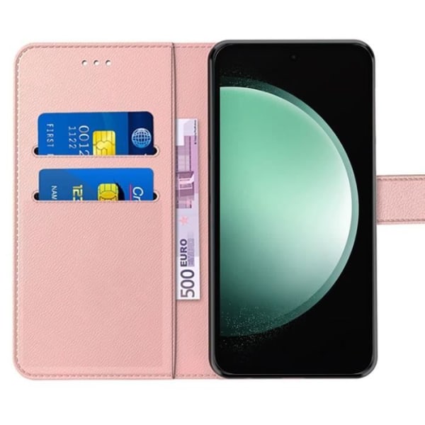 Skyddsfodral - BOOLING - Samsung Galaxy S23 FE - Rosa - Stöttålig i PU-läder - 2 Härdat Glas Rosa