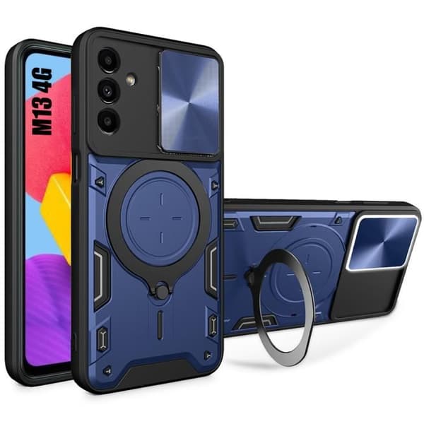 Coque - Samsung - Galaxy M13 - Stötsäker - Repåksresistent - Metallstöd marinblå