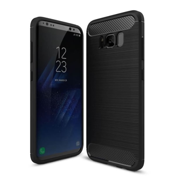 För Samsung Galaxy S8 SM-G950F (5,8"), Silikonfodral Skydd mot repor i kolfiber - svart