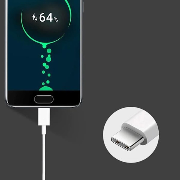 USB-C laddningskabel - E.F.ANSLUTNING - Paket med 3 - 2 meter - Kompatibel OPPO Reno 6, Find X5 Vit