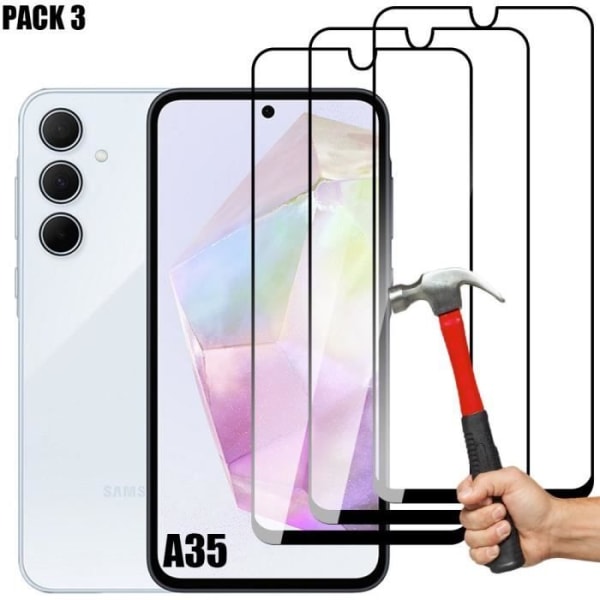 Fuldt hærdet glas til Samsung Galaxy A35 5G, beskyttelsesglas Lot-3 Transparent