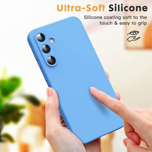 Coque och Härdade Glas - Samsung - Galaxy A06 - Silikon - Anti-Rip - Matt Effekt Blå
