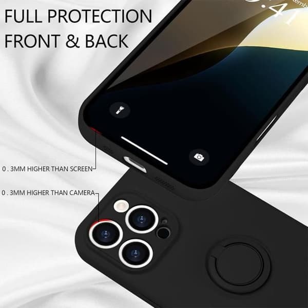 Mobilskal för iPhone 16 Pro Max - Svart - Silikon - Stötsäker - Stöd_ring - Mjuk Svart