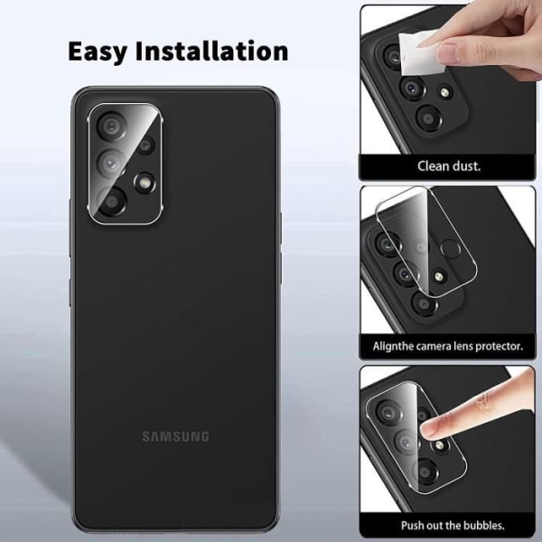 [2+2-pack] Splittersäker skärmskydd film härdat glas för Samsung Galaxy A53 5G + härdat glasfilm för HPT kameralins