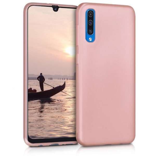 kwmobile Samsung Galaxy A50 Fodral - Skal till Samsung Galaxy A50 - Metalliskt roséguld Silikontelefonfodral