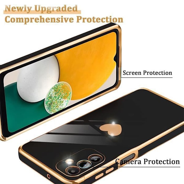 Silikonfodral till Samsung Galaxy A14 4G-5G Anti-Scratch Mjukt Hjärtmönster - Svart