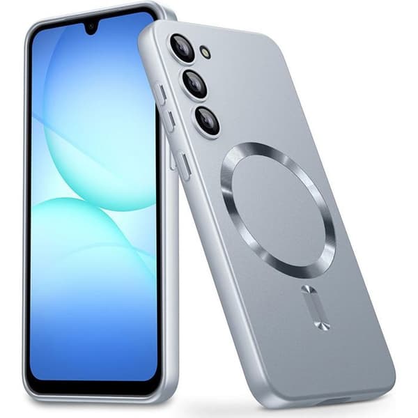 Skyddsskal - BOOLING - för Samsung Galaxy A17 4G/5G - Slim-silikon med magnetring - Silver Silver