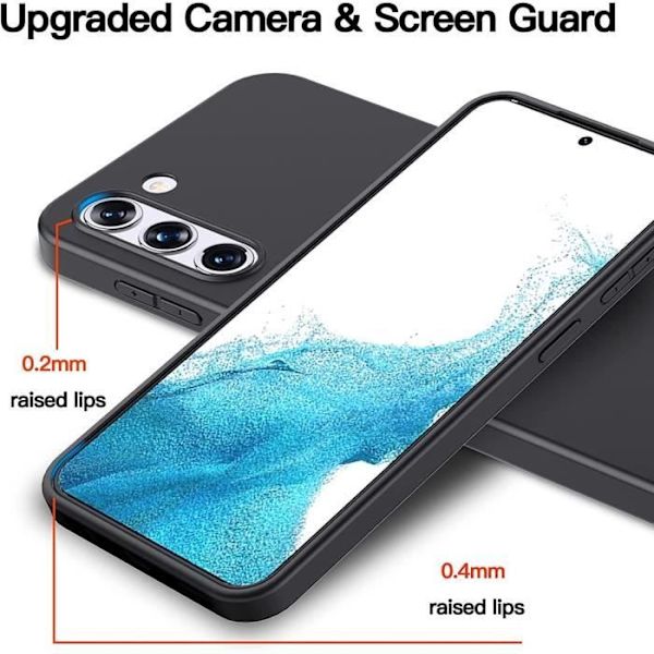 Fodral för Samsung Galaxy S23 FE (ej för S23), Skydd i flytande silikon med mattsvart metallcirkel