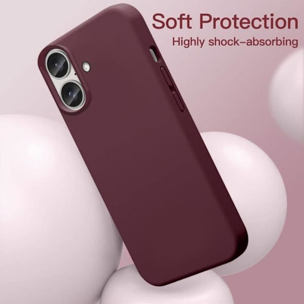 Skyddande skal - BOOLING - iPhone 16 Plus - Mjuk Silikon - Stötabsorberande - Rep-resistant Bordeaux