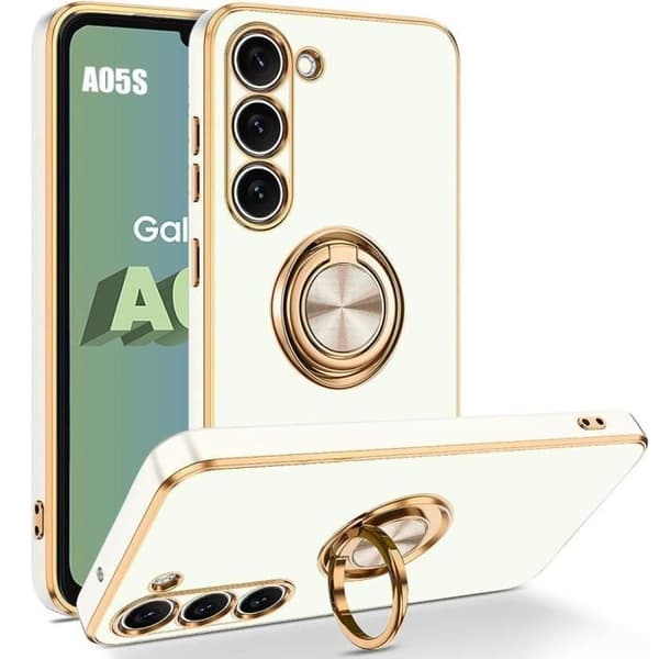 Coque - BOOLING - för Samsung Galaxy A05s - Vit - Stötte skydd - Rotationsring 360° Vit