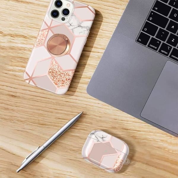 Skyddsskal - BOOLING - för Samsung Galaxy A53 5G - Rosa Marmor - Semi-hård - Ringfäste Rosa